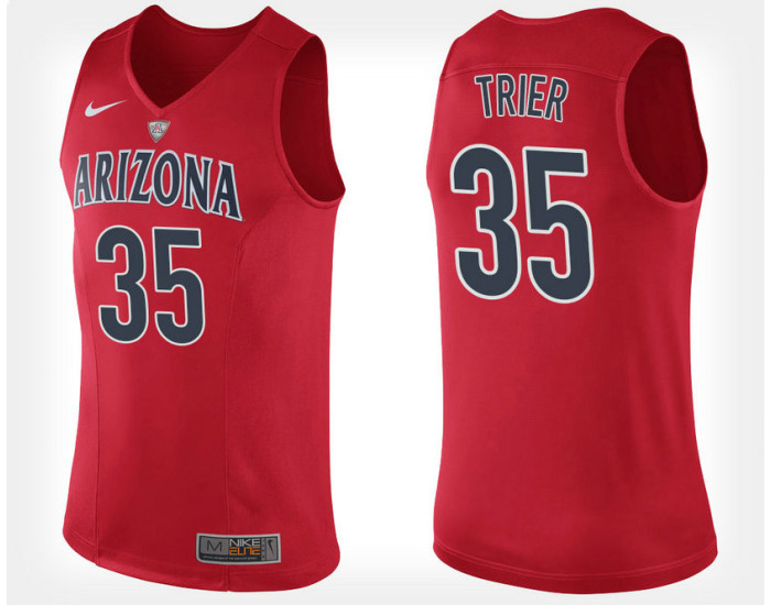 Arizona Wildcats #35 Allonzo Trier Red Home Authentic College Basketball Jersey
