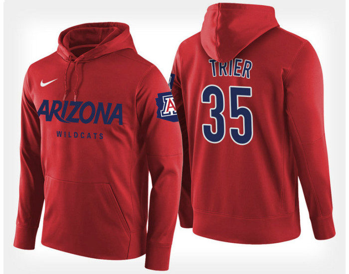 Arizona Wildcats #35 Allonzo Trier Red Hoodie College Basketball