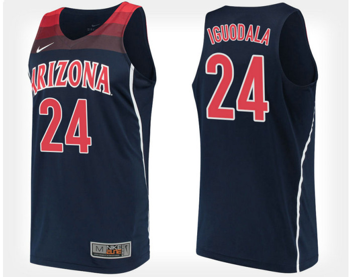 Arizona Wildcats #24 Andre Iguodala Navy Alternate Replica College Basketball Jersey