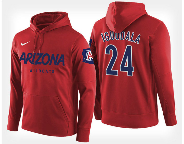 Arizona Wildcats #24 Andre Iguodala Red Hoodie College Basketball