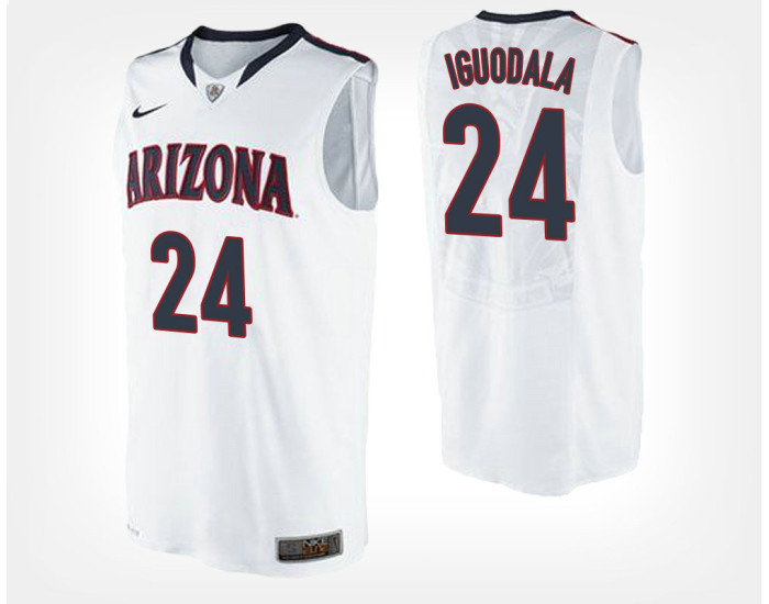 Arizona Wildcats #24 Andre Iguodala White Road Replica College Basketball Jersey