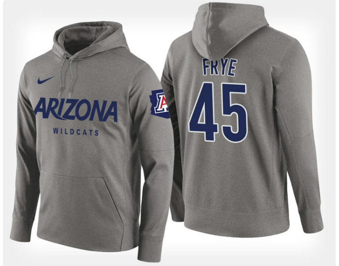 Arizona Wildcats #45 Channing Frye Gray Hoodie College Basketball