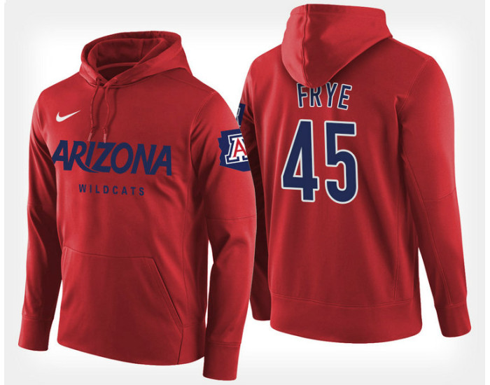 Arizona Wildcats #45 Channing Frye Red Hoodie College Basketball