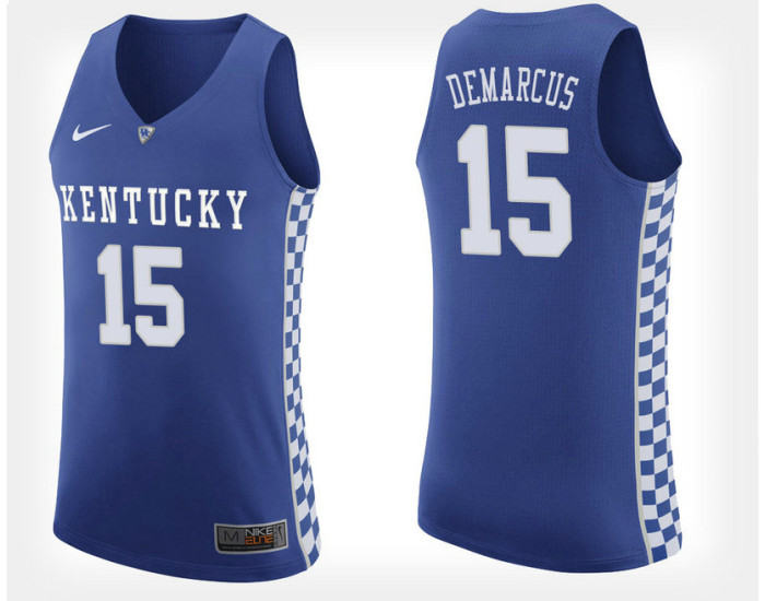 Kentucky Wildcats #15 DeMarcus Cousins Blue Home Authentic College Basketball Jersey