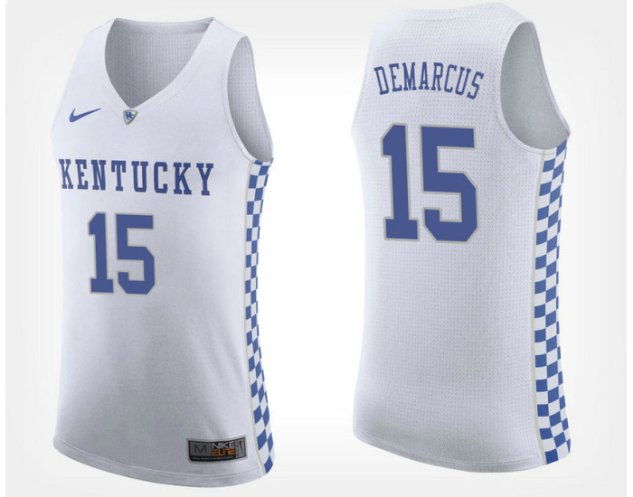 Youth Kentucky Wildcats #15 DeMarcus Cousins White Road Replica College Basketball Jersey