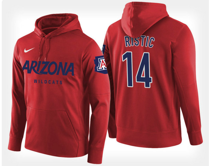 Arizona Wildcats #14 Dusan Ristic Red Hoodie College Basketball