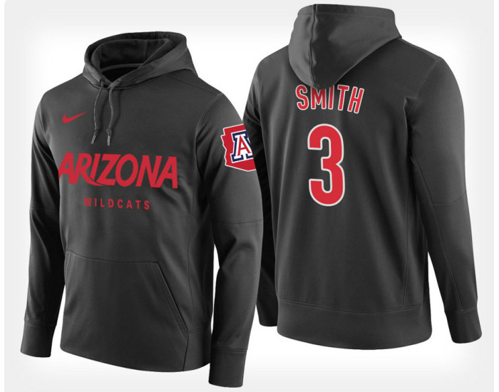 Arizona Wildcats #3 Dylan Smith Black Hoodie College Basketball