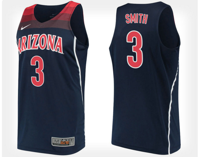 Arizona Wildcats #3 Dylan Smith Navy Alternate Replica College Basketball Jersey