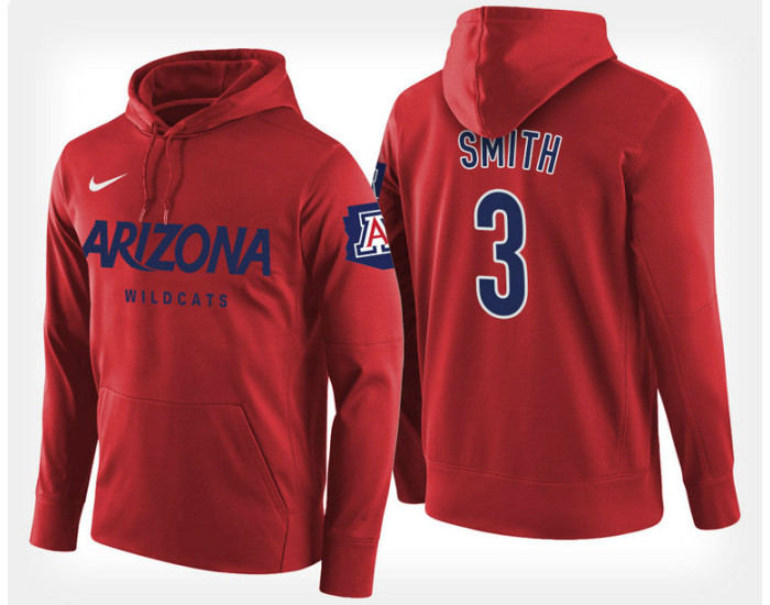 Arizona Wildcats #3 Dylan Smith Red Hoodie College Basketball