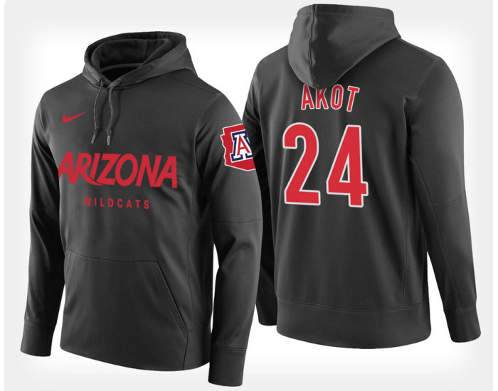 Arizona Wildcats #24 Emmanuel Akot Black Hoodie College Basketball