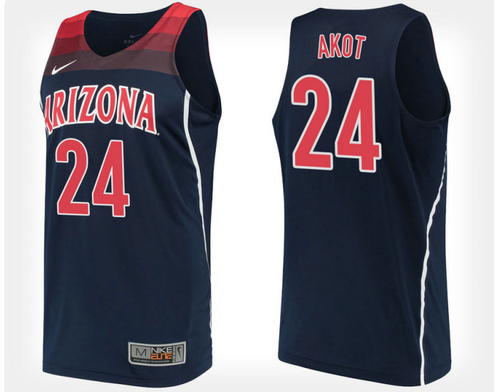 Youth Arizona Wildcats #24 Emmanuel Akot Navy Alternate Replica College Basketball Jersey