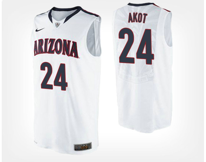 Youth Arizona Wildcats #24 Emmanuel Akot White Road Replica College Basketball Jersey