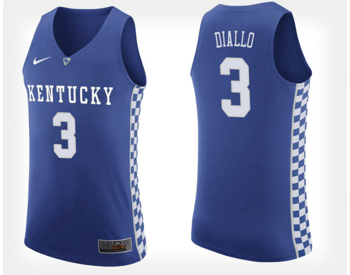 Kentucky Wildcats #3 Hamidou Diallo Blue Home Authentic College Basketball Jersey