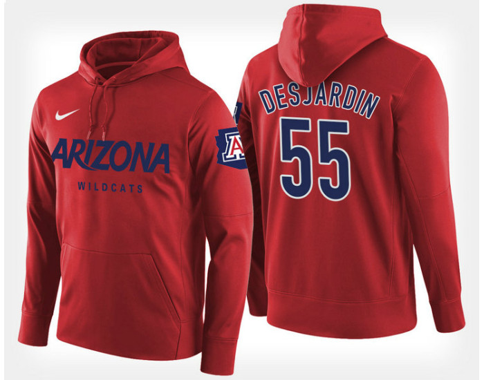 Arizona Wildcats #55 Jake DesJardins Red Hoodie College Basketball