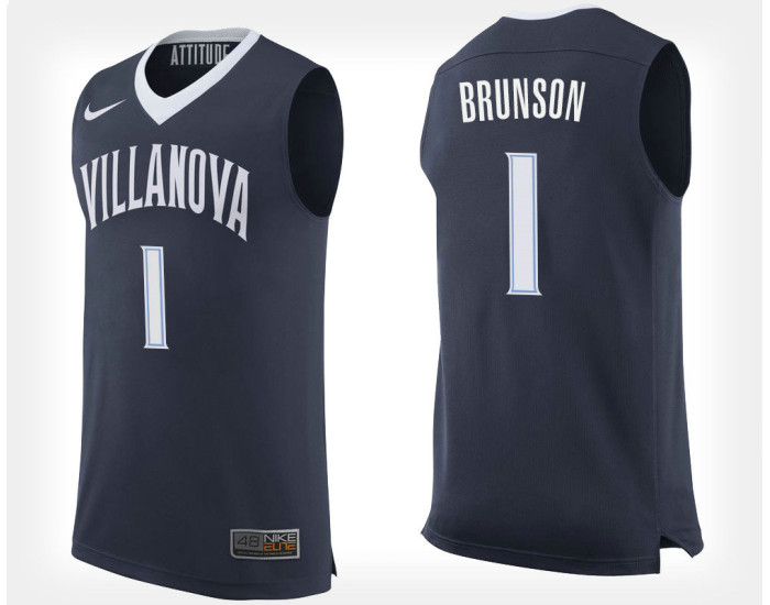 Villanova Wildcats #1 Jalen Brunson Navy Home Authentic College Basketball Jersey