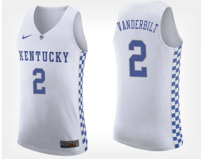 Youth Kentucky Wildcats #2 Jarred Vanderbilt White Road Replica College Basketball Jersey