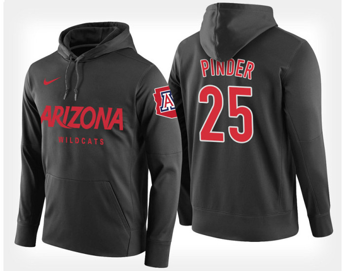 Arizona Wildcats #25 Keanu Pinder Black Hoodie College Basketball