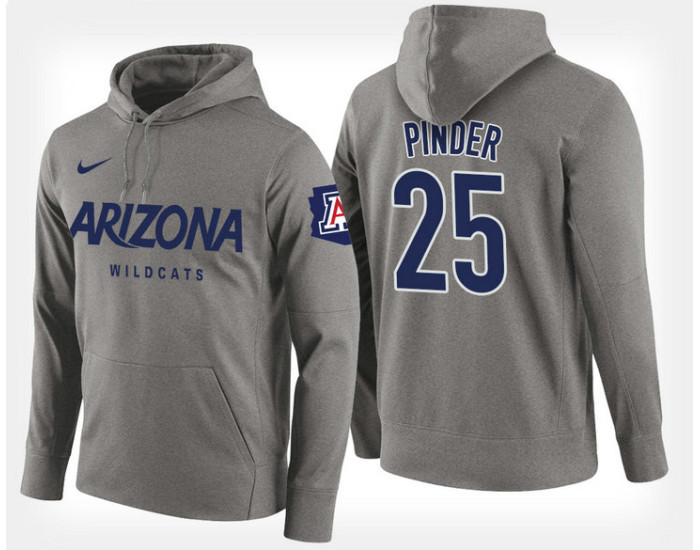 Arizona Wildcats #25 Keanu Pinder Gray Hoodie College Basketball