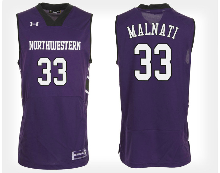Northwestern Wildcats #33 Tino Malnati Purple Home Authentic College Basketball Jersey