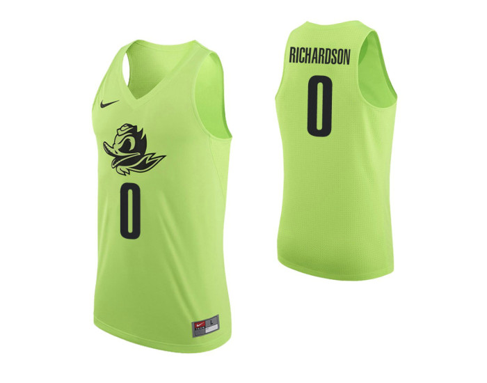 Oregon Ducks #0 Will Richardson Authentic College Basketball Jersey Apple Green