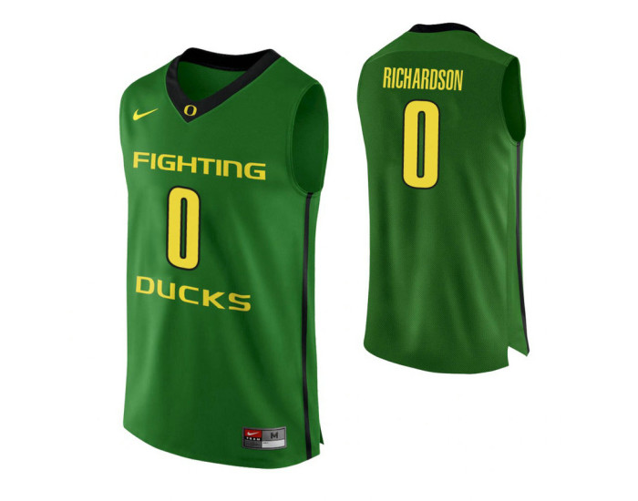 Oregon Ducks #0 Will Richardson Authentic College Basketball Jersey Apple Green