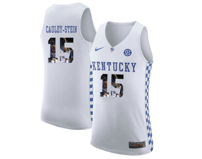 Kentucky Wildcats #15 Willie Cauley-Stein Authentic College Basketball Jersey White