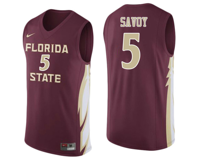 Florida State Seminoles #5 PJ Savoy Replica College Basketball Jersey wine