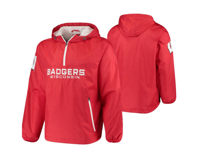 Wisconsin Badgers Red Base Runner Half-Zip Jacket