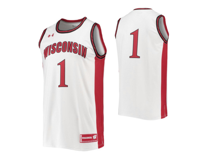 Wisconsin Badgers #1 Authentic College Basketball Jersey White