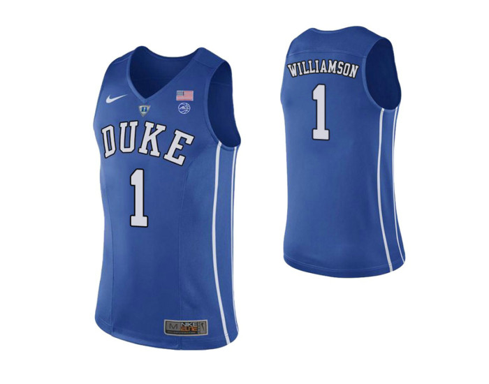 Duke Blue Devils #1 Zion Williamson Performace Replica College Basketball Jersey Royal