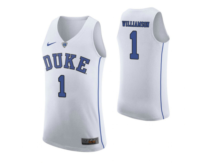 Duke Blue Devils #1 Zion Williamson Authentic College Basketball Jersey White