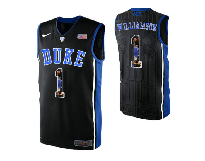 Youth Duke Blue Devils #1 Zion Williamson Black Authentic College Basketball Jersey
