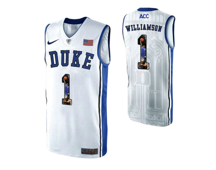 Duke Blue Devils #1 Zion Williamson White Authentic College Basketball Jersey